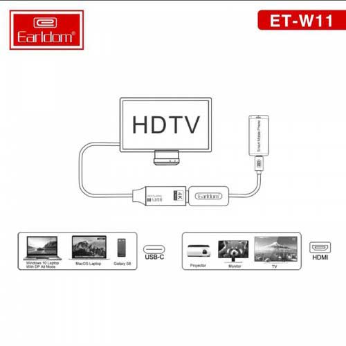 تبدیل Type-C به HDMI مدل Earldom ET-W11