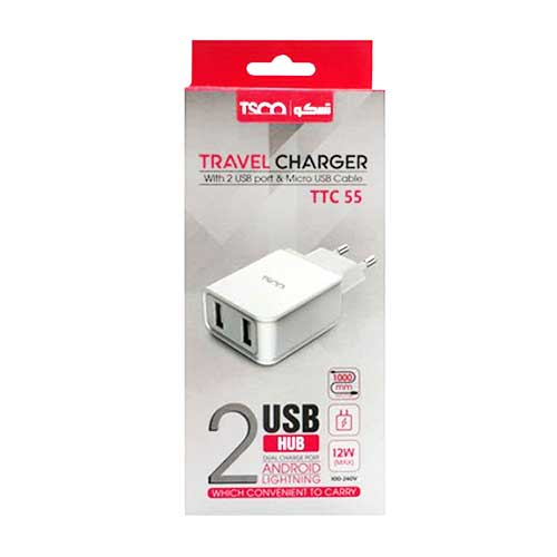سرشارژر TSCO مدل TTC 55 همراه با کابل میکرو USB