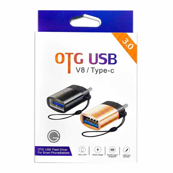 تبدیل OTG فلزی USB به Type-c مدل V8