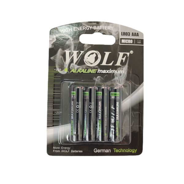 باتری نیم قلم Wolf آلکالاین Maximum مدل LR03