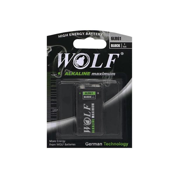 باتری کتابی Wolf مدل Alkaline Maximum 6LR61 Block 9V