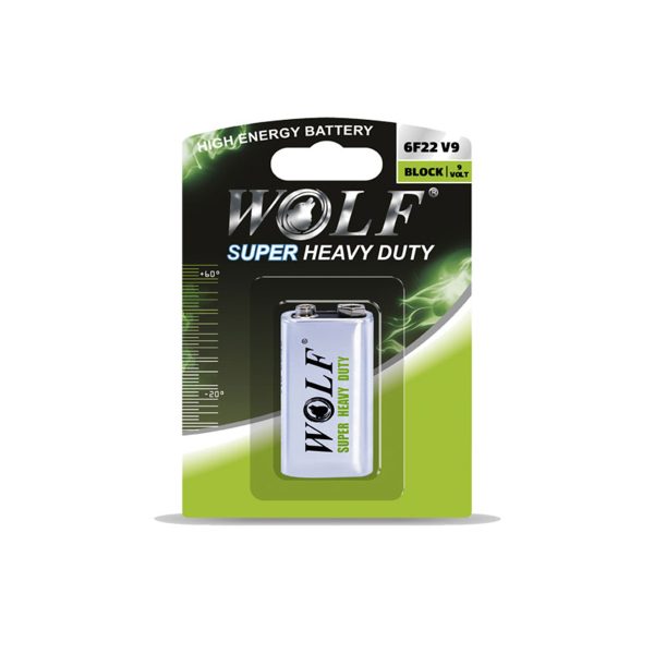 باتری کتابی Wolf مدل Super Heavy Duty 6F22 Block 9V