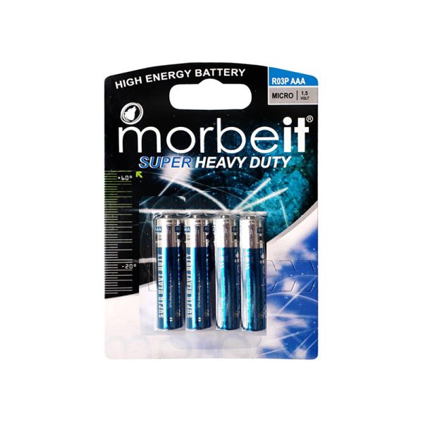باتری نیم قلم Morbeit Super Heavy Duty مدل R03P Micro بسته 4 تایی