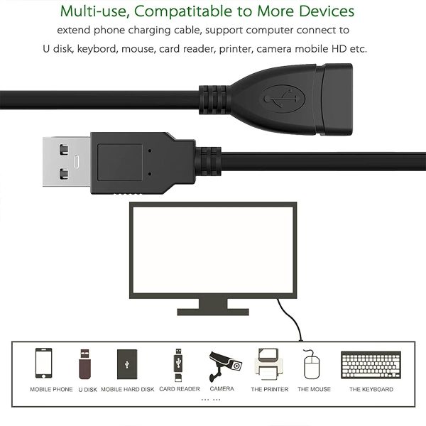 کابل افزایش طول USB2.0 با طول 50 سانتی متر