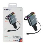 شارژر فندکی PD و فست سه پورت 120 وات به همراه کابل شارژ متصل Type-C نیتو مدل NITU NDC42